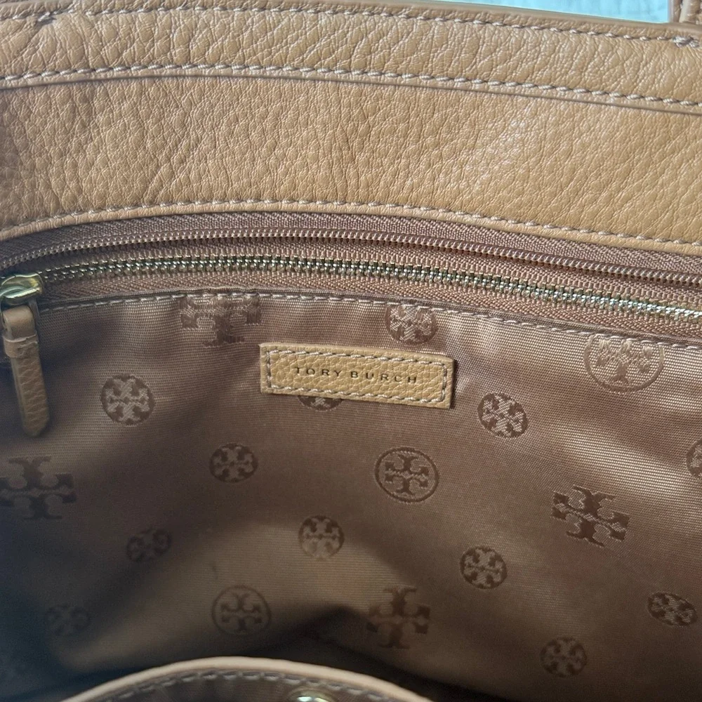 Tory Burch Brown Pebbled Leather Shoulder Tote